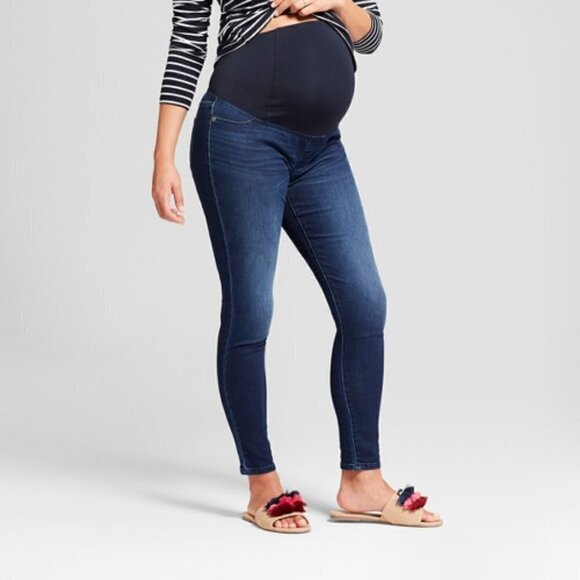 Maternity Crossover Panel Skinny Jeans - Picture 1 of 7